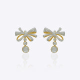 14kt gold bow-inspired drop earrings with delicate design