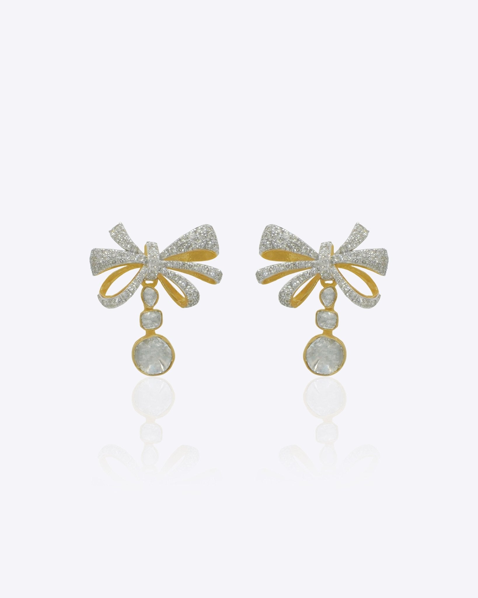 14kt gold bow-inspired drop earrings with delicate design
