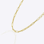 18K solid gold paper clip chain bracelet, shown worn solo for an everyday minimal look.
