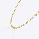 18K solid gold paper clip chain bracelet, shown worn solo for an everyday minimal look.