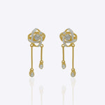 14K gold drop earrings with pear-shaped stones and knot motif