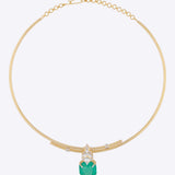 Handcrafted Fern Grace Hasli with 14k gold and fine Polki and aqua-green stone