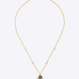 14k gold necklace with an Evil Eye and Hamsa symbol in diamonds