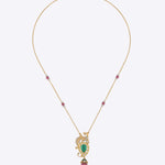 Rose Aura Pendant with handcrafted fine Polki and pink gemstone drop.