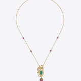 Rose Aura Pendant with handcrafted fine Polki and pink gemstone drop.
