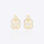 Floral Polki diamond tiara-inspired earrings in 14K gold with regal sparkle.