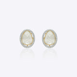 14k gold studs with naturally formed Polki diamonds