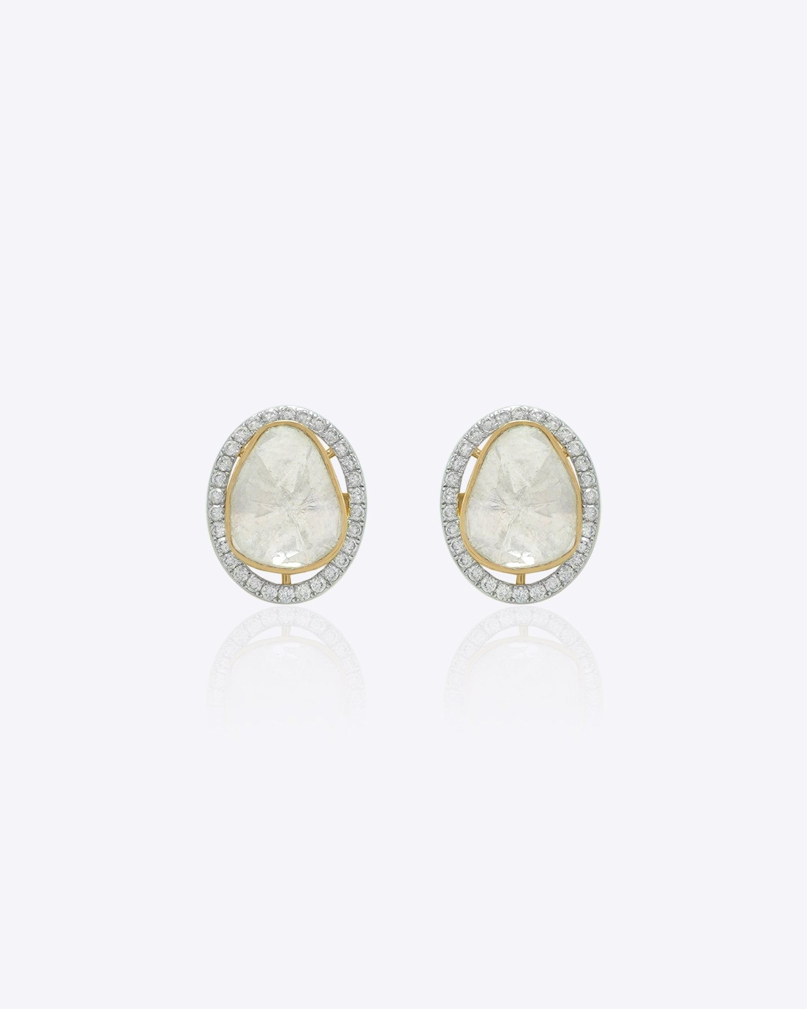 14k gold studs with naturally formed Polki diamonds