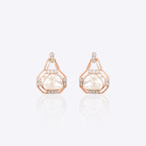 14k gold geometric earrings with delicate Polki diamonds