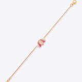 14K gold bracelet with a minimalist lotus motif and Polki diamond detailing.