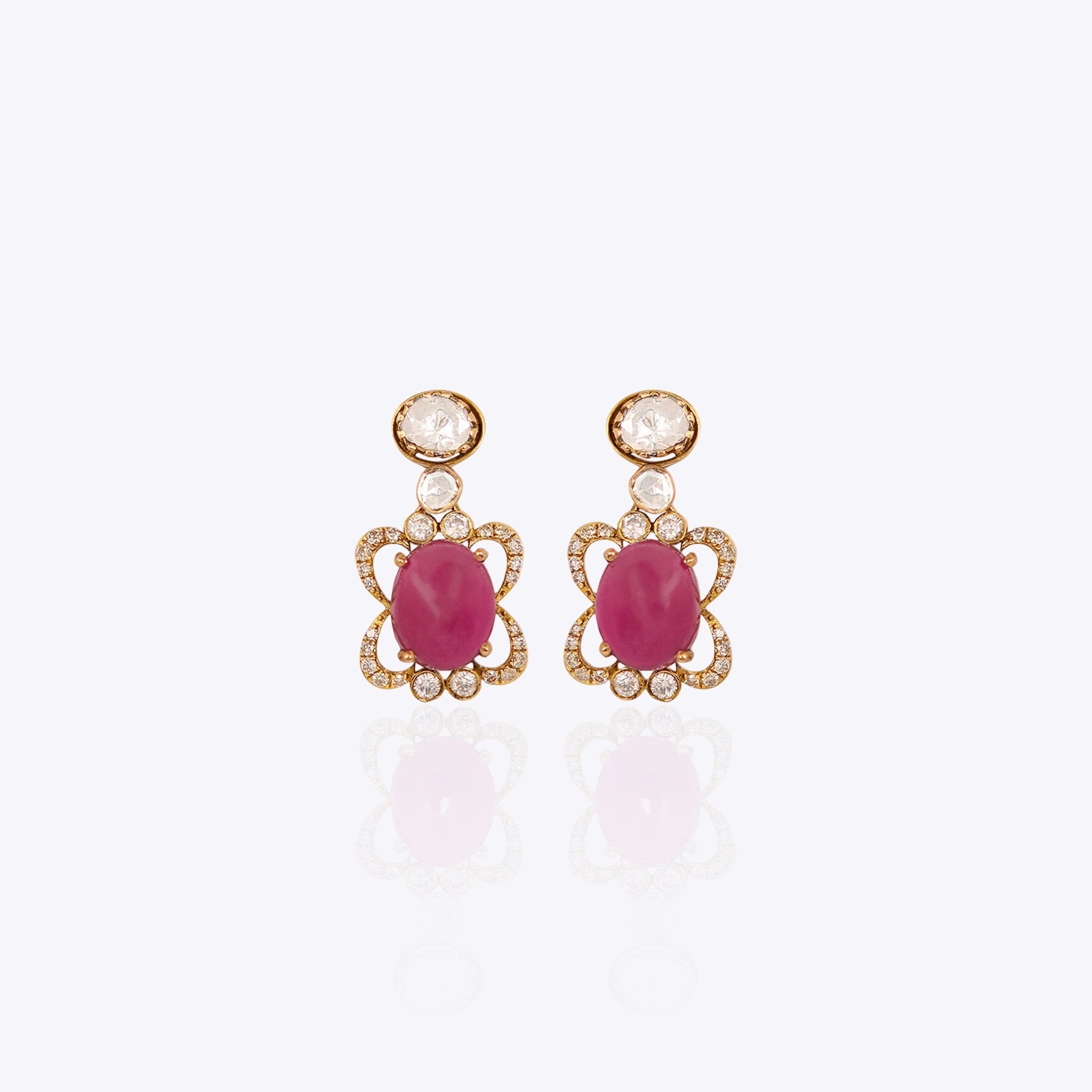 Fluttering Ruby Ruby Fluttering Earrings | 14k Gold with Rubies, Diamonds and Polki ...
