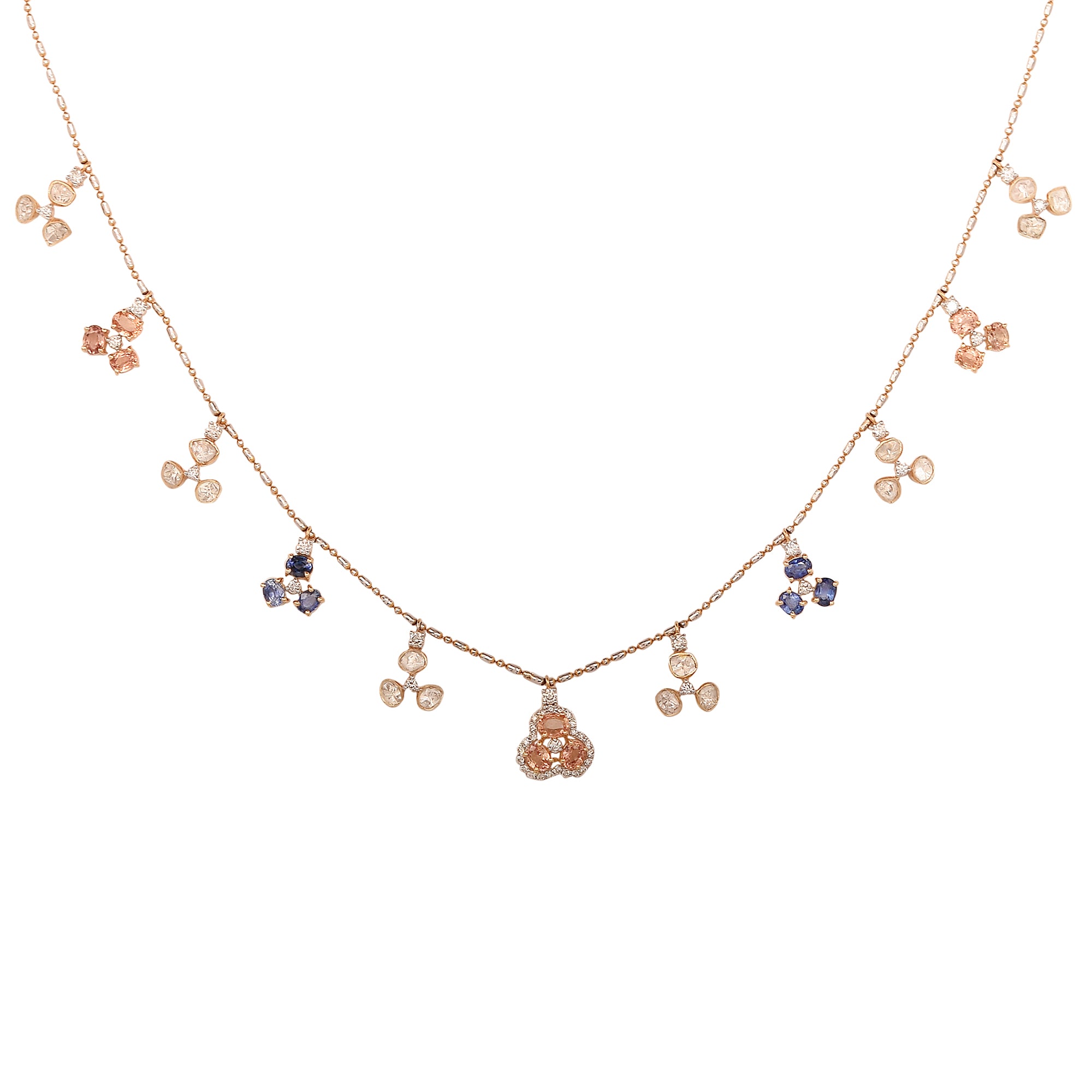 Candy Cane Polki necklace styled with candy swirl pattern and radiant diamond finish