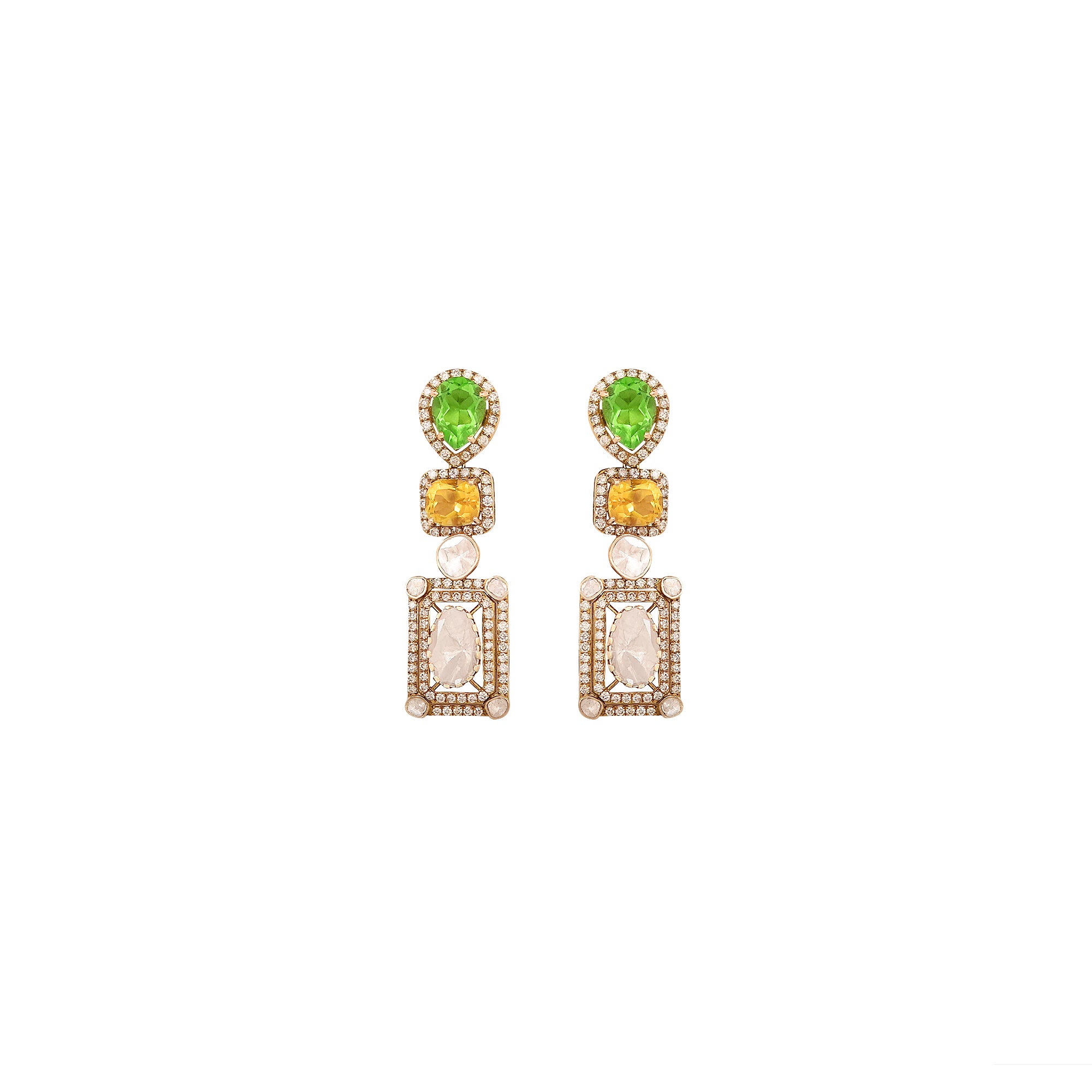 Gem Paradise earrings with mix-stone brilliance and uncut diamonds.