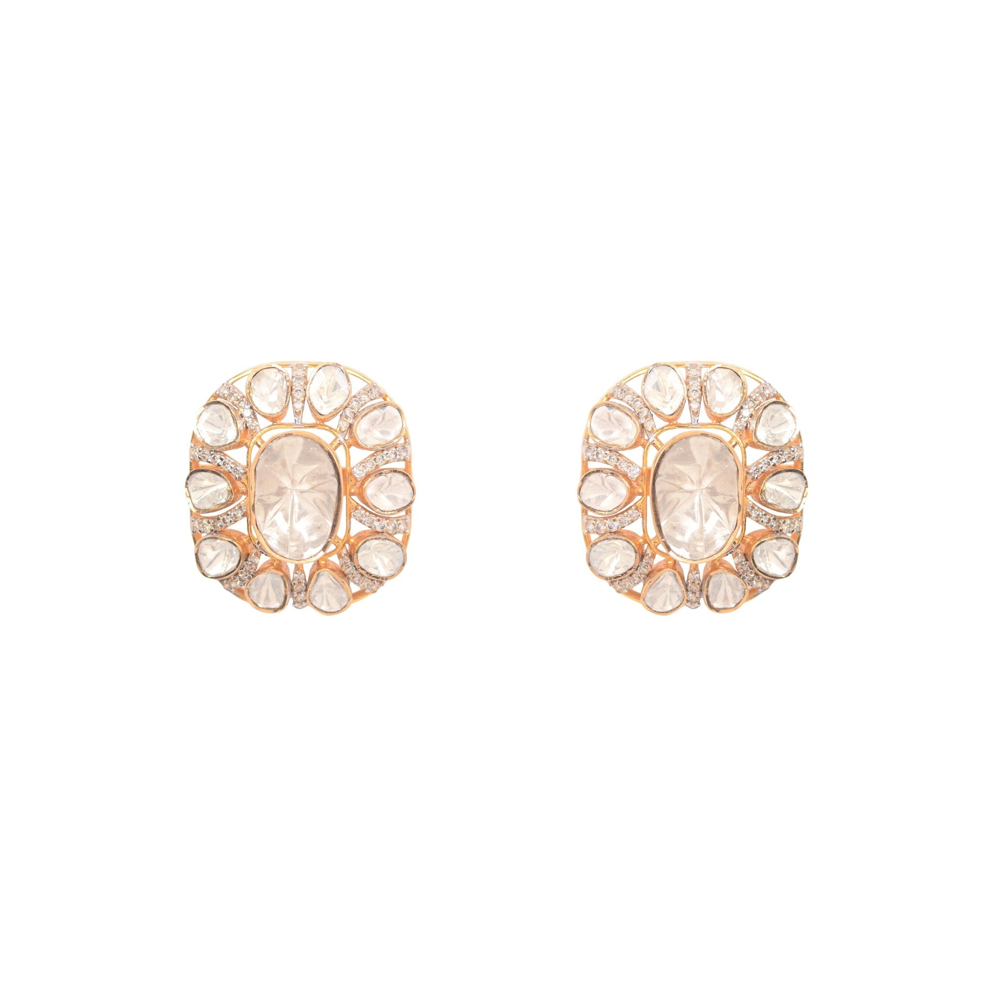 Chunk of Grace earrings worn with bold ensemble for statement impact.