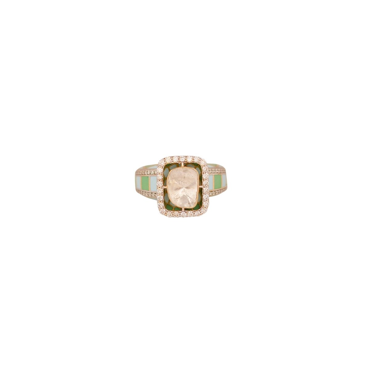 Aura Enamel Ring with gold and pastel enamel accents