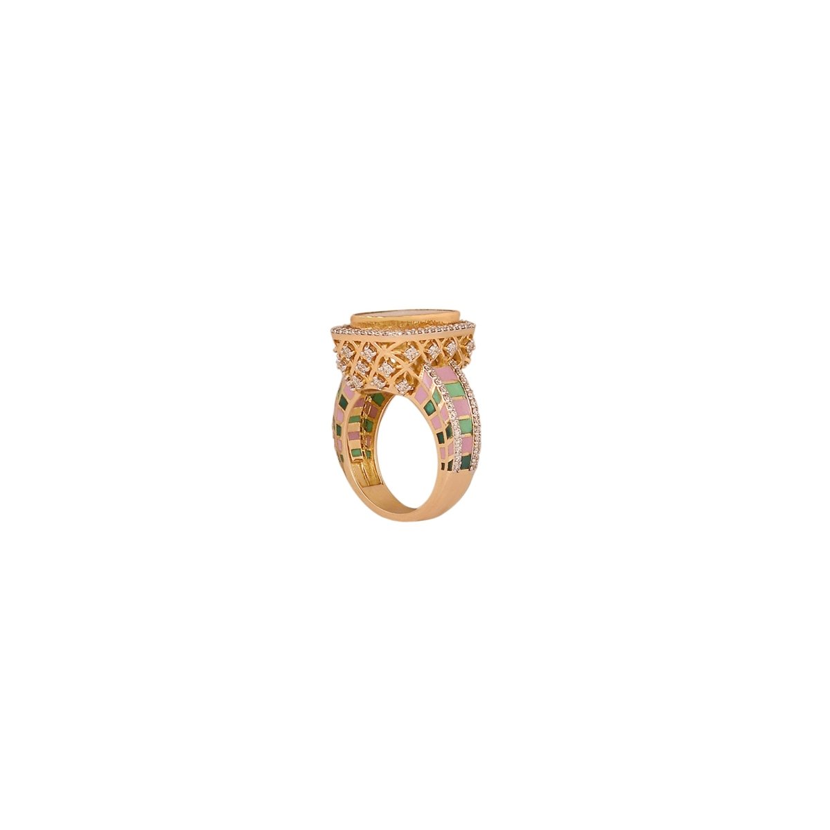 Colour Curve Ring in modern curved band gemstone design