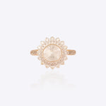 14K gold ring with radiant Polki diamonds in a sleek modern design