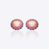 18k gold floral earrings with a Polki diamond centerpiece