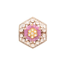 Load image into Gallery viewer, Pink Element Diamond  Polki Ring
