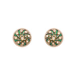 Earrings with polki diamonds and green talaf stones, exuding sophistication and charm.