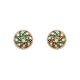 Earrings with polki diamonds and green talaf stones, exuding sophistication and charm.