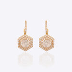 18K gold hoop earrings with Polki and geometric detailing
