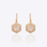 18K gold hoop earrings with Polki and geometric detailing