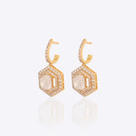 18K gold hoop earrings with Polki and geometric detailing