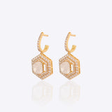 18K gold hoop earrings with Polki and geometric detailing