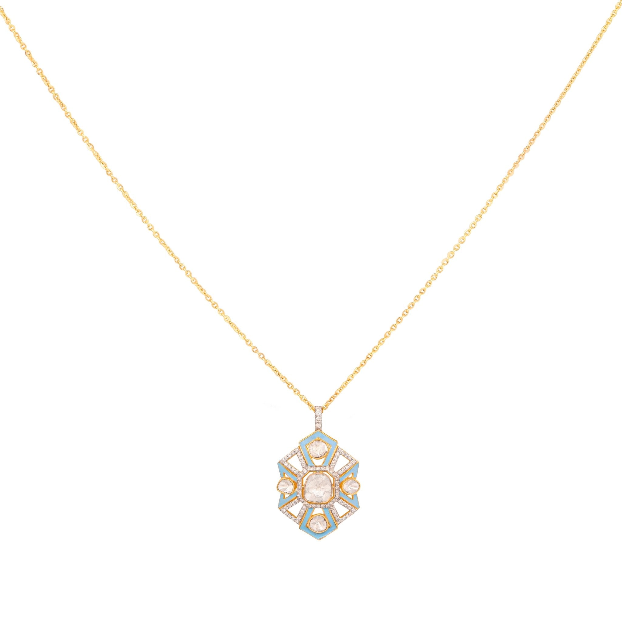 Polki diamond jewelry Elena pendant in minimal elegance and gold