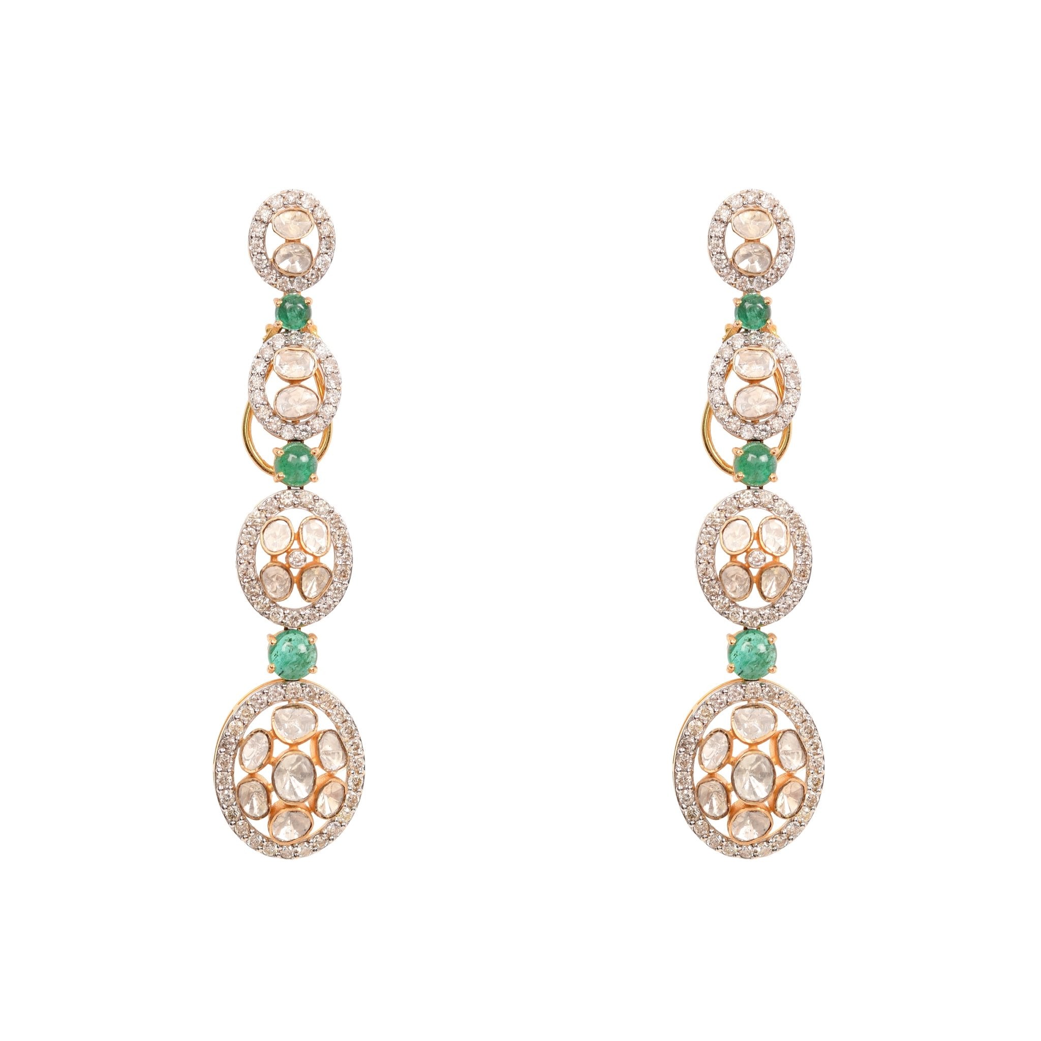 Statement earrings in full sparkle with dense polki setting.