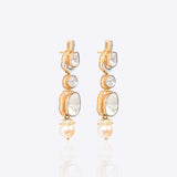 18K gold Pearl & Grace Diamond Polki Earrings with a luminous pearl drop.