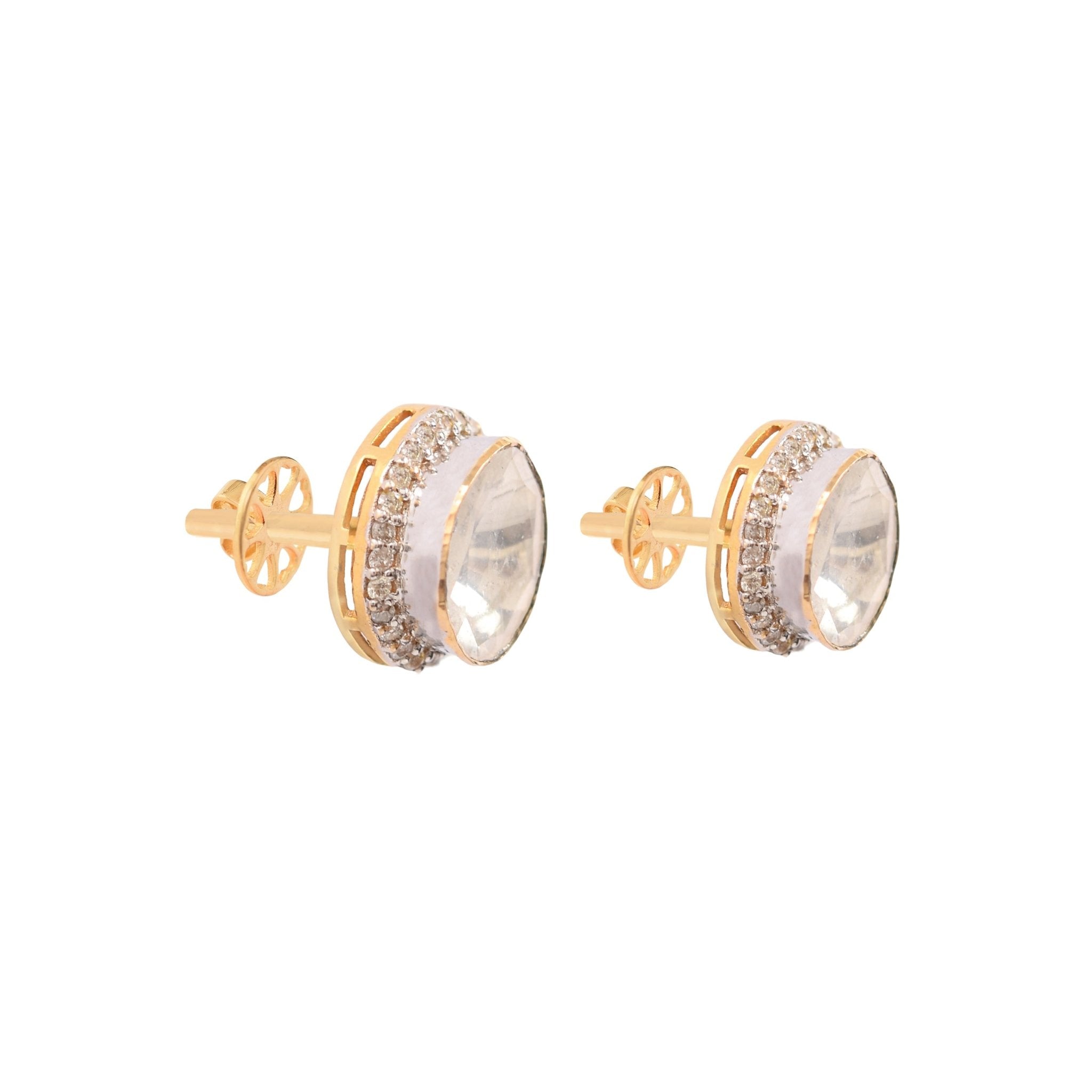 Eternal elegance in diamond polki studs, captured as worn in a refined close-up.