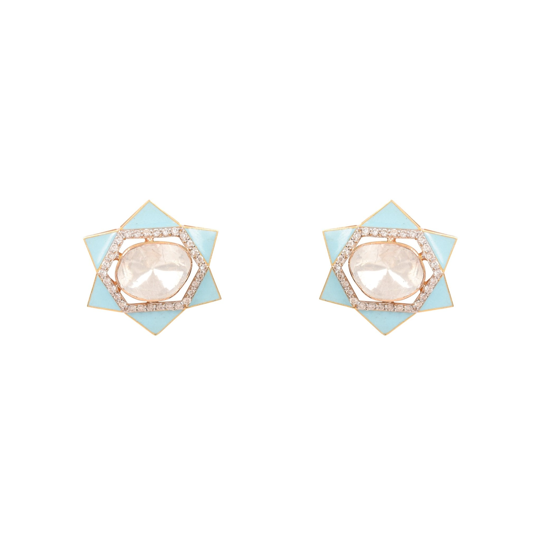 Serene Blue earrings paired with soft-toned outfit, evoking calm elegance.