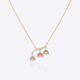 Spring in Bloom Pendant in 14k gold with upside-down tulip motifs