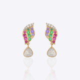 14k gold Mystic Flames earrings with vibrant flame-inspired gemstones.