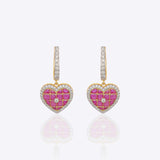 Sweetheart Earrings in 14k gold with heart-shaped drops and brilliant-cut diamonds.