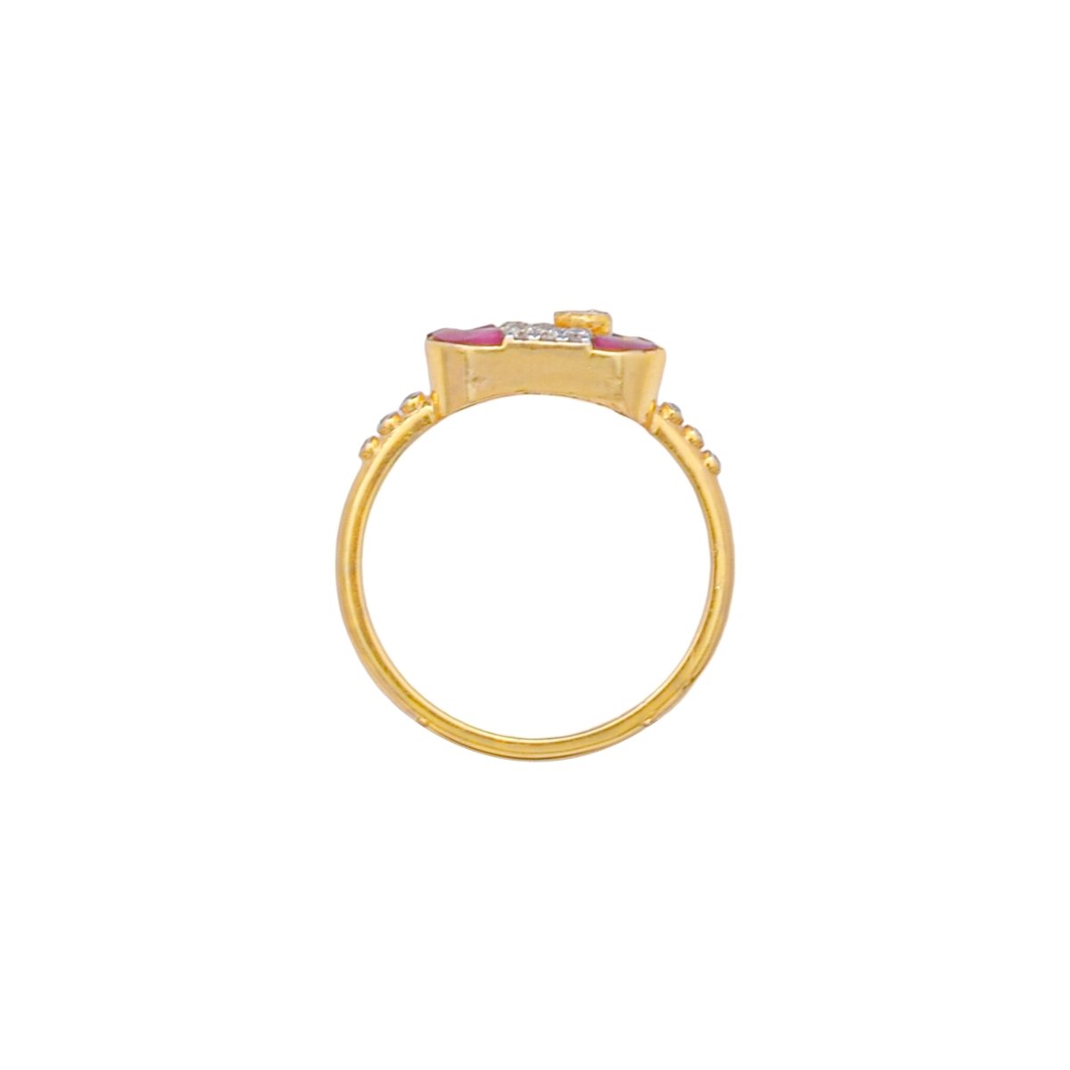 Crimson Capsule Sparkle Ring in deep ruby hue