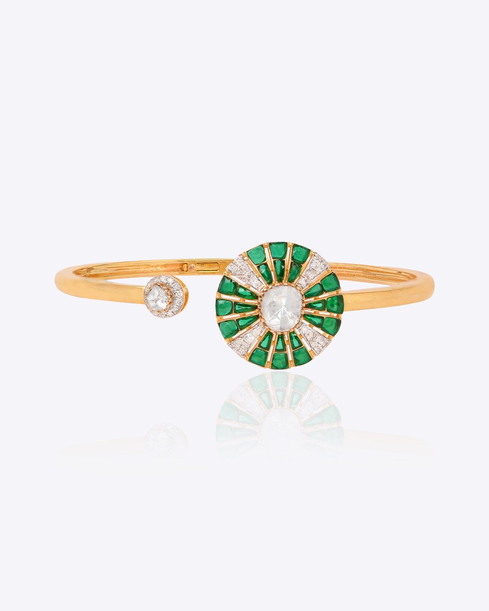 Serene Green Bracelet in 14K gold with vivid green stones and diamond accents
