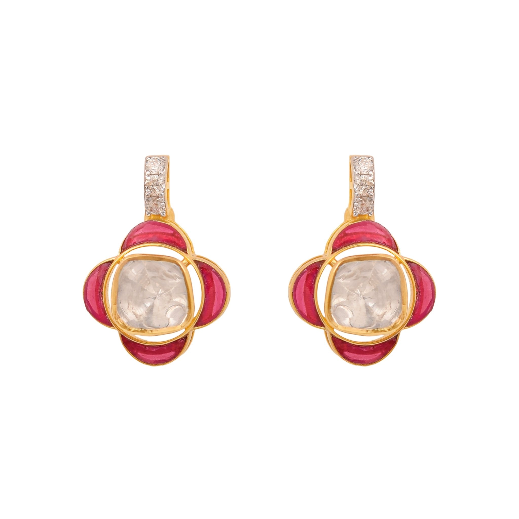 Jewelry image of Mandala Earrings designed in concentric harmony with traditional diamond-polki finish.