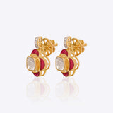 Pink Petal Polki Earrings