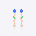 Prism Cascade Earrings in 14K gold with Polki diamonds and colourful gemstone drops