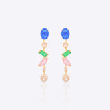Prism Cascade Earrings in 14K gold with Polki diamonds and colourful gemstone drops