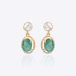18K gold drop earrings with a Polki centre and emerald accent