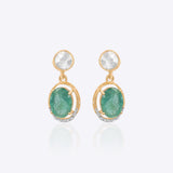 18K gold drop earrings with a Polki centre and emerald accent