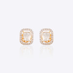 Squarelet Polki Diamond Earrings in 18k gold with a geometric square silhouette