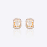 Squarelet Polki Diamond Earrings in 18k gold with a geometric square silhouette