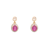 Cherry Claret Polki Diamond Earrings