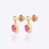 Cherry Claret Polki Diamond Earrings