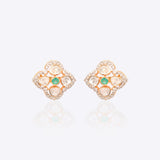 18K gold rhombus earrings with a Polki center and diamonds